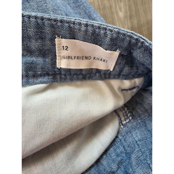 Gap Girlfriend Khaki Pants Size 12 Chambray Cotton Casual Trousers - Picture 3 of 6